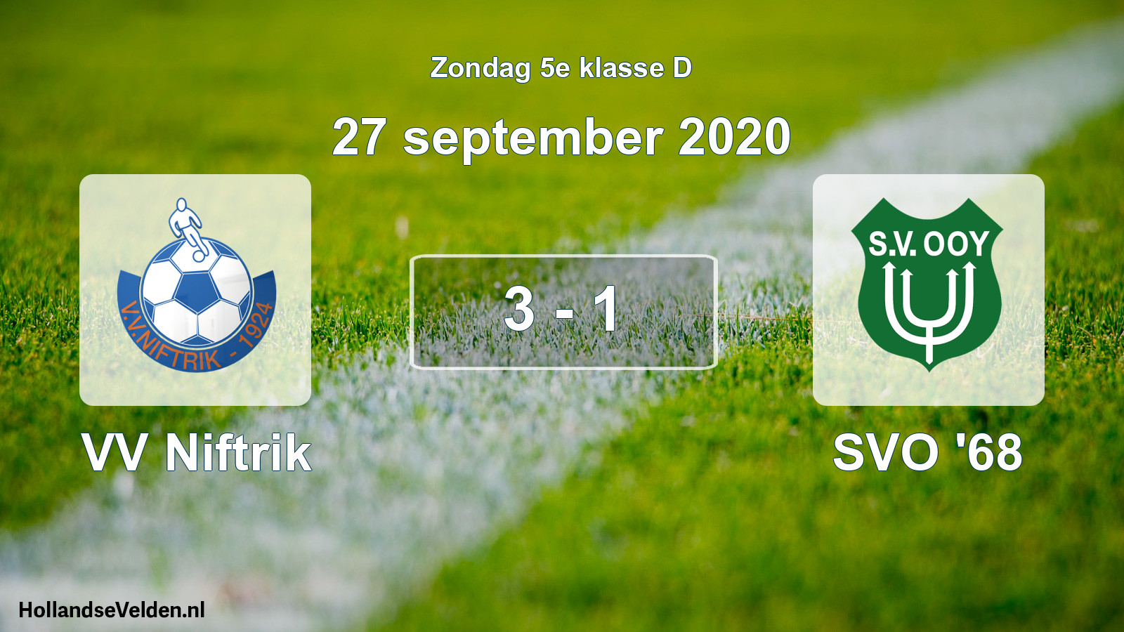 Total number of matches played: VV Niftrik - SVO '68 3 - 1 (27 September 2020)