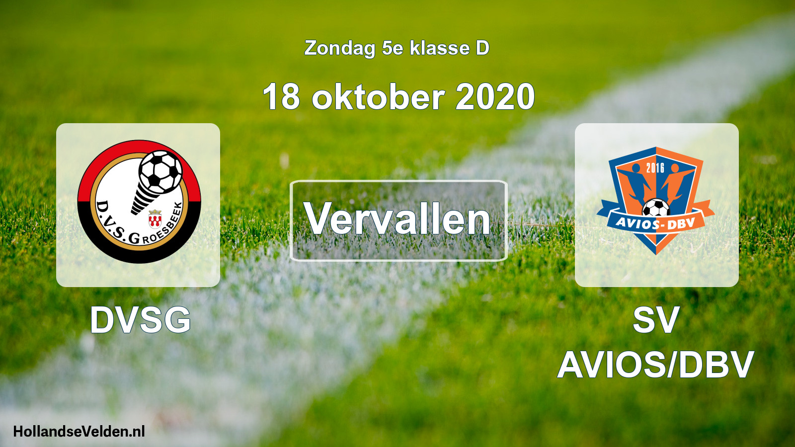 Scheduled Match: DVSG - SV AVIOS/DBV (18 October 2020)