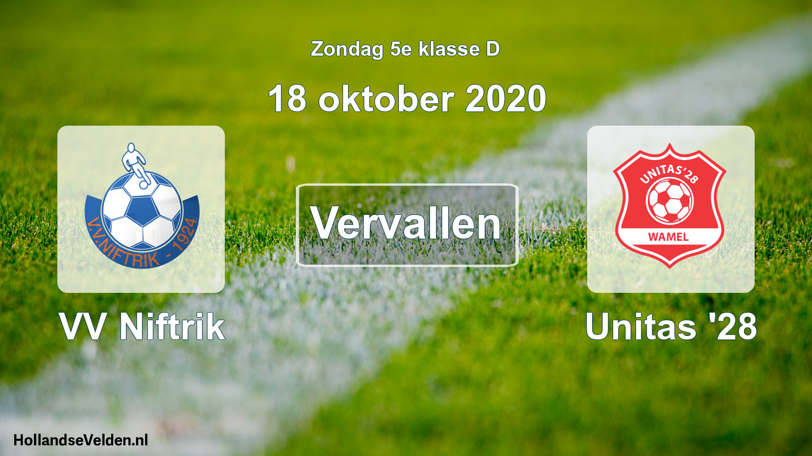 Scheduled Match: VV Niftrik - Unitas '28 (18 October 2020)