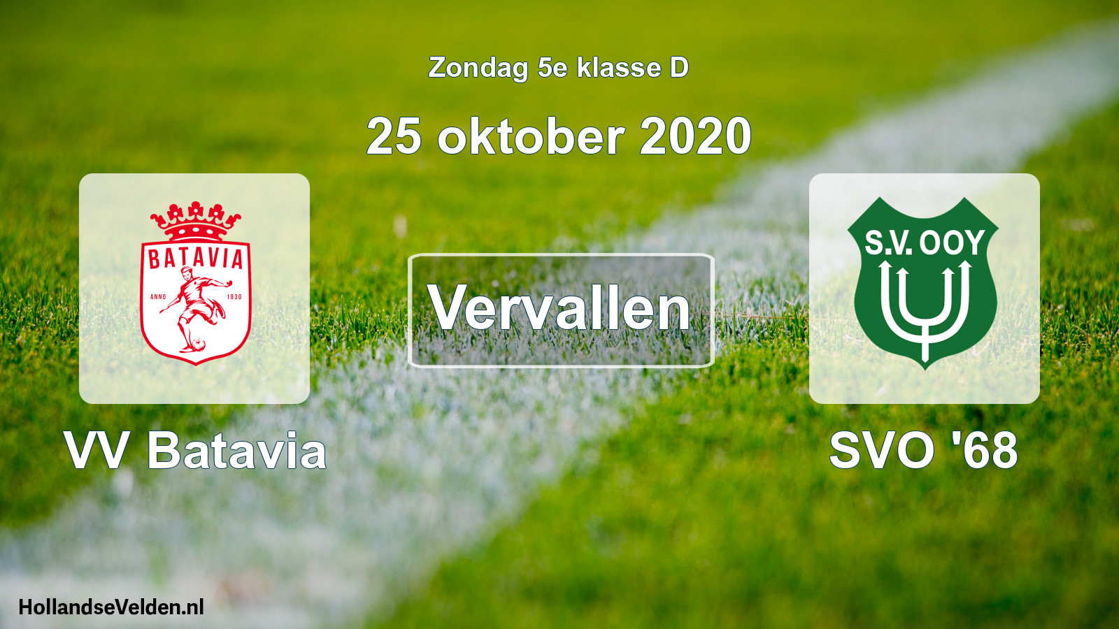 Scheduled Match: VV Batavia - SVO '68 (25 October 2020)