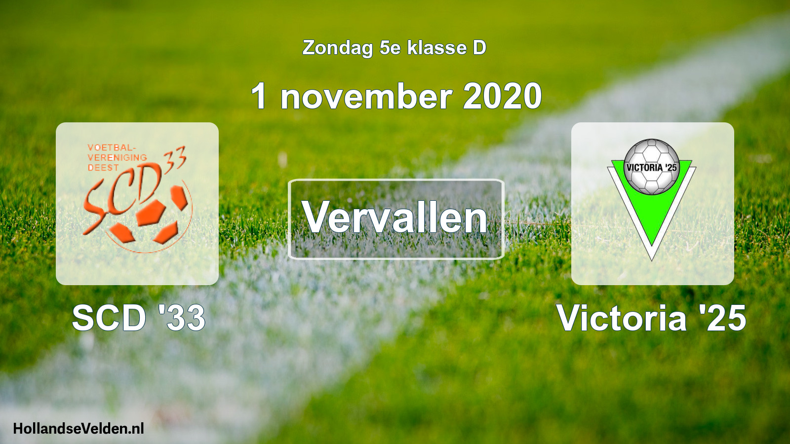 Scheduled Match: SCD '33 - Victoria '25 (1 November 2020)