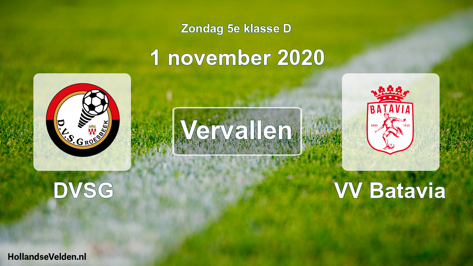 Scheduled Match: DVSG - VV Batavia (1 November 2020)