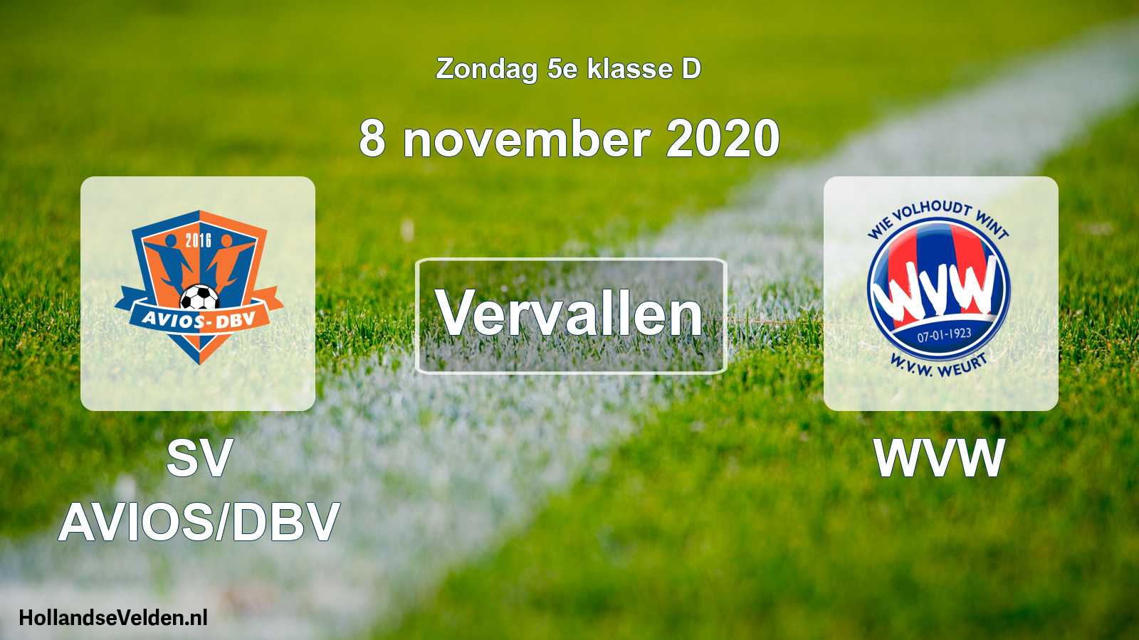 Scheduled Match: SV AVIOS/DBV - WVW (8 November 2020)