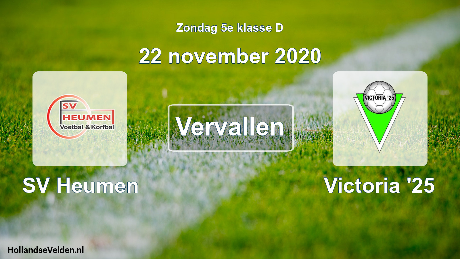 Scheduled Match: SV Heumen - Victoria '25 (22 November 2020)