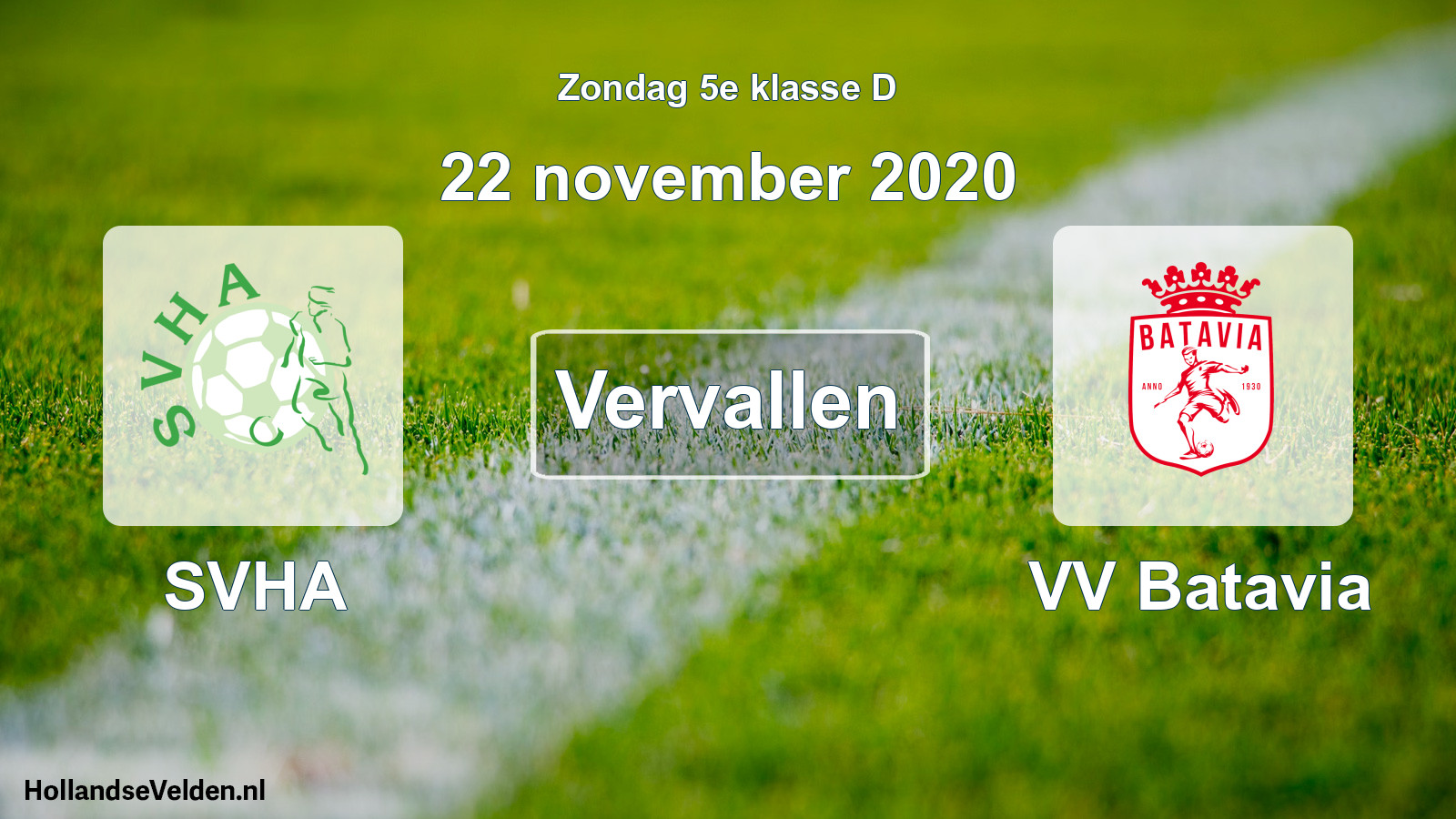 Scheduled Match: SVHA - VV Batavia (22 November 2020)