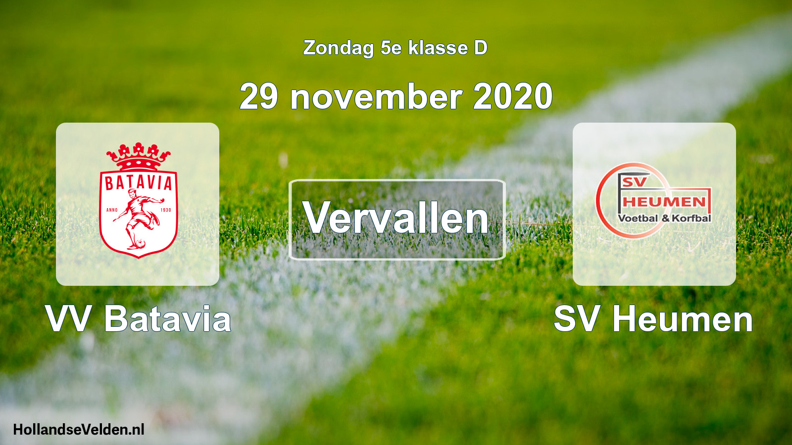 Scheduled Match: VV Batavia - SV Heumen (29 November 2020)