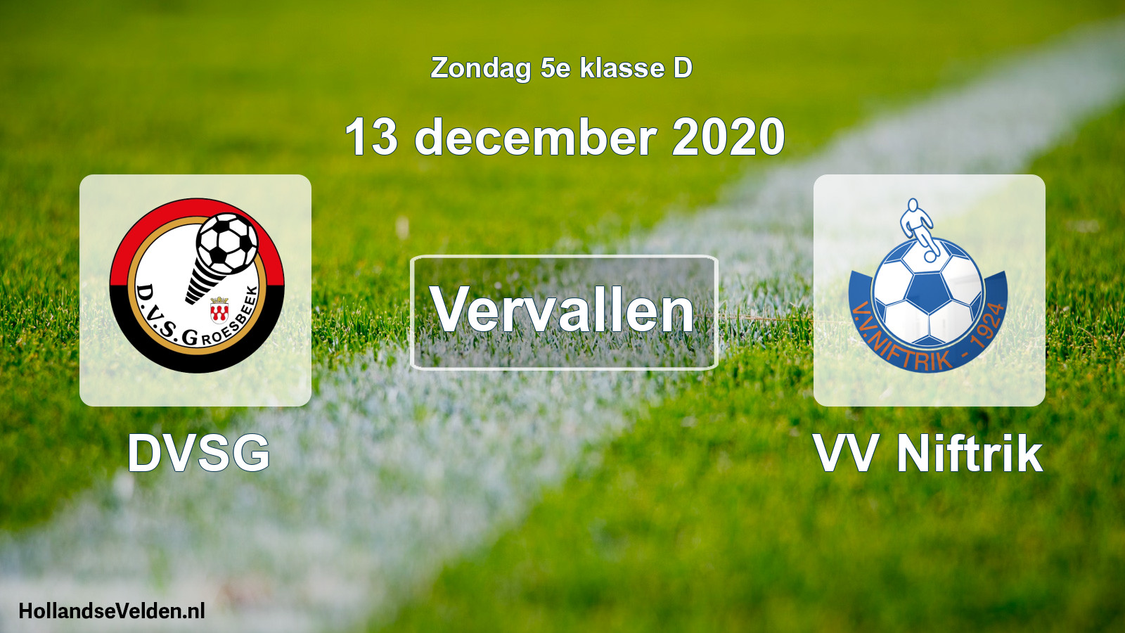 Scheduled Match: DVSG - VV Niftrik (13 December 2020)