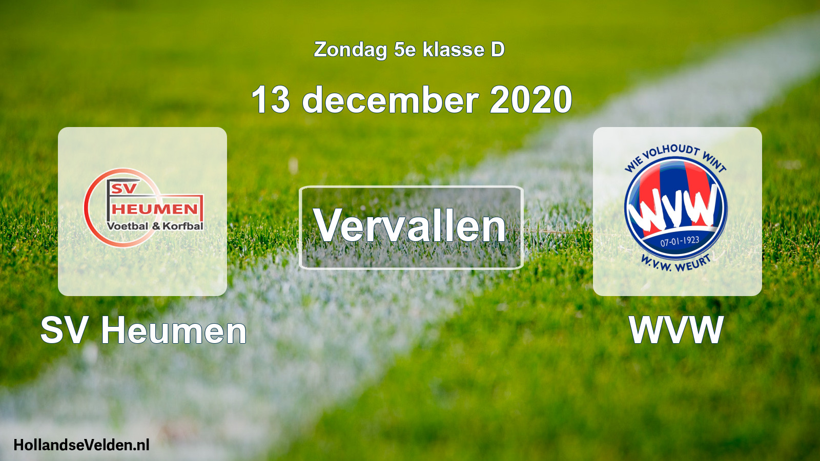 Scheduled Match: SV Heumen - WVW (13 December 2020)