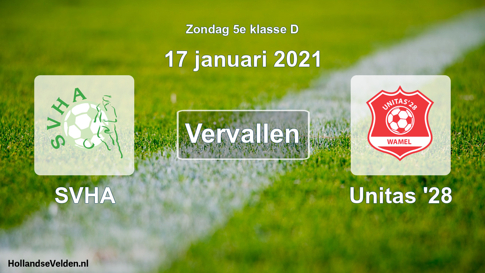 Scheduled Match: SVHA - Unitas '28 (17 January 2021)
