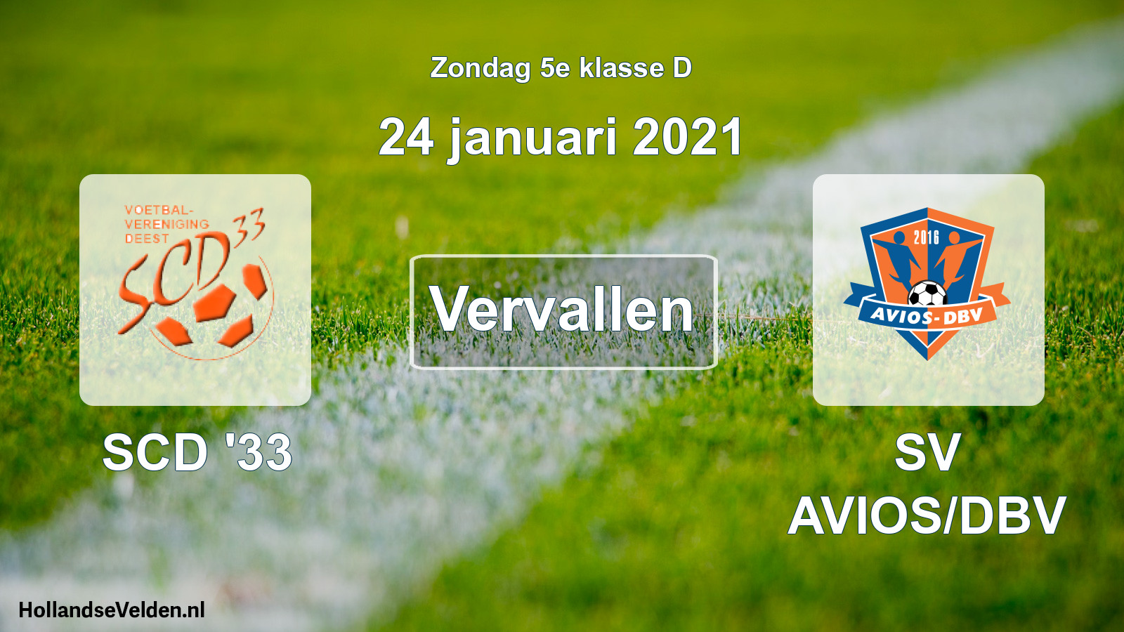 Scheduled Match: SCD '33 - SV AVIOS/DBV (24 January 2021)