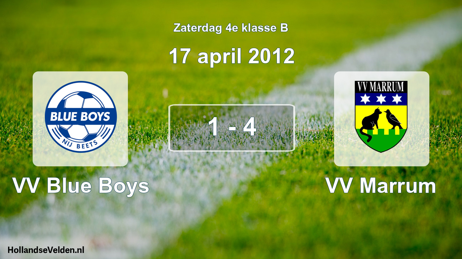 Total number of matches played: VV Blue Boys - VV Marrum 1 - 4 (17 April 2012)