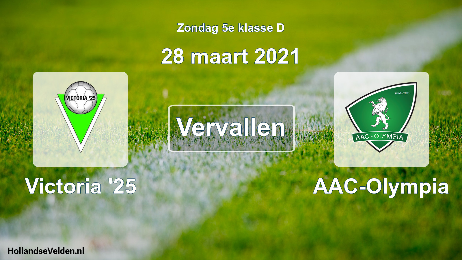Scheduled Match: Victoria '25 - AAC-Olympia (28 March 2021)