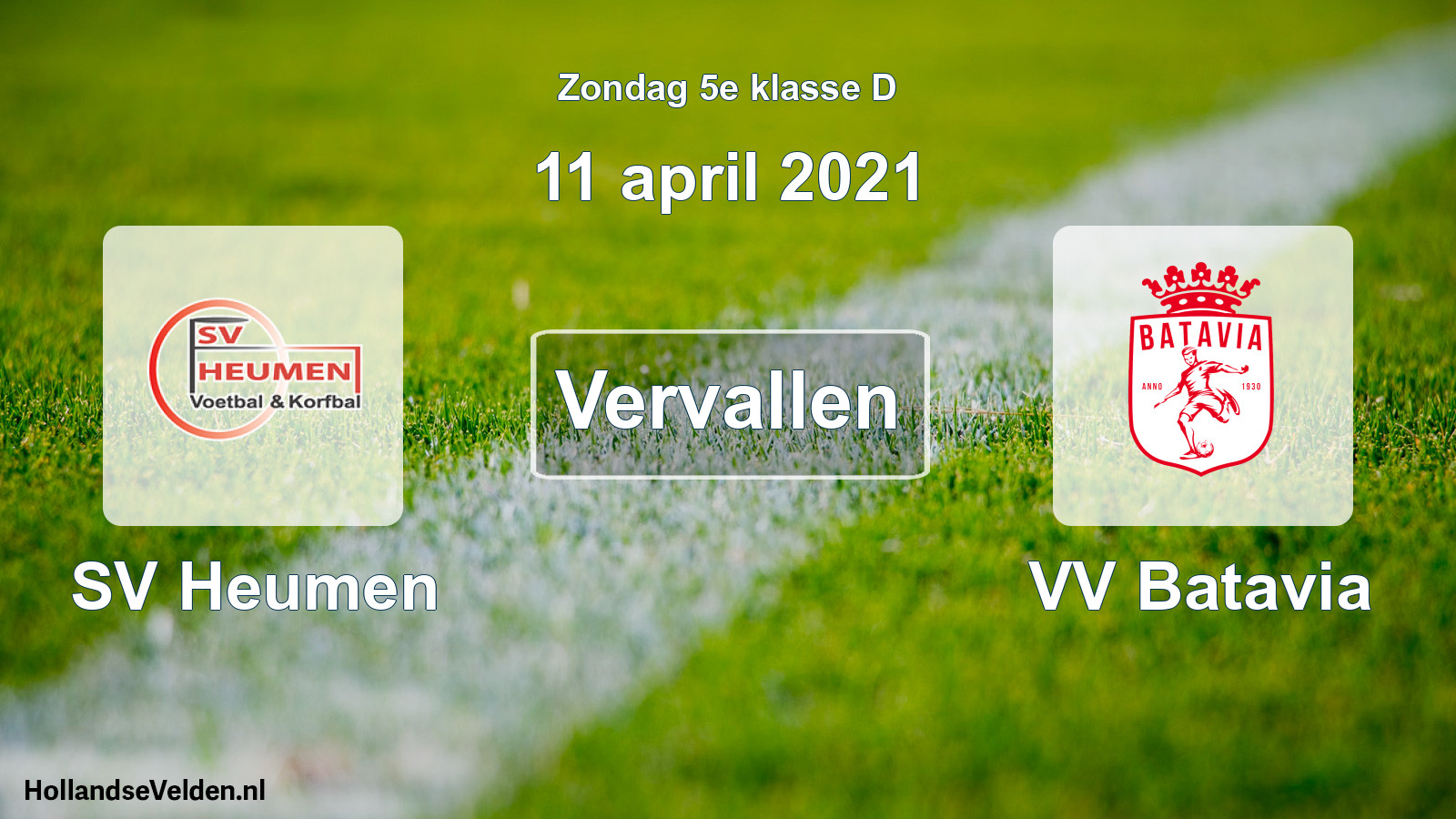Scheduled Match: SV Heumen - VV Batavia (11 April 2021)