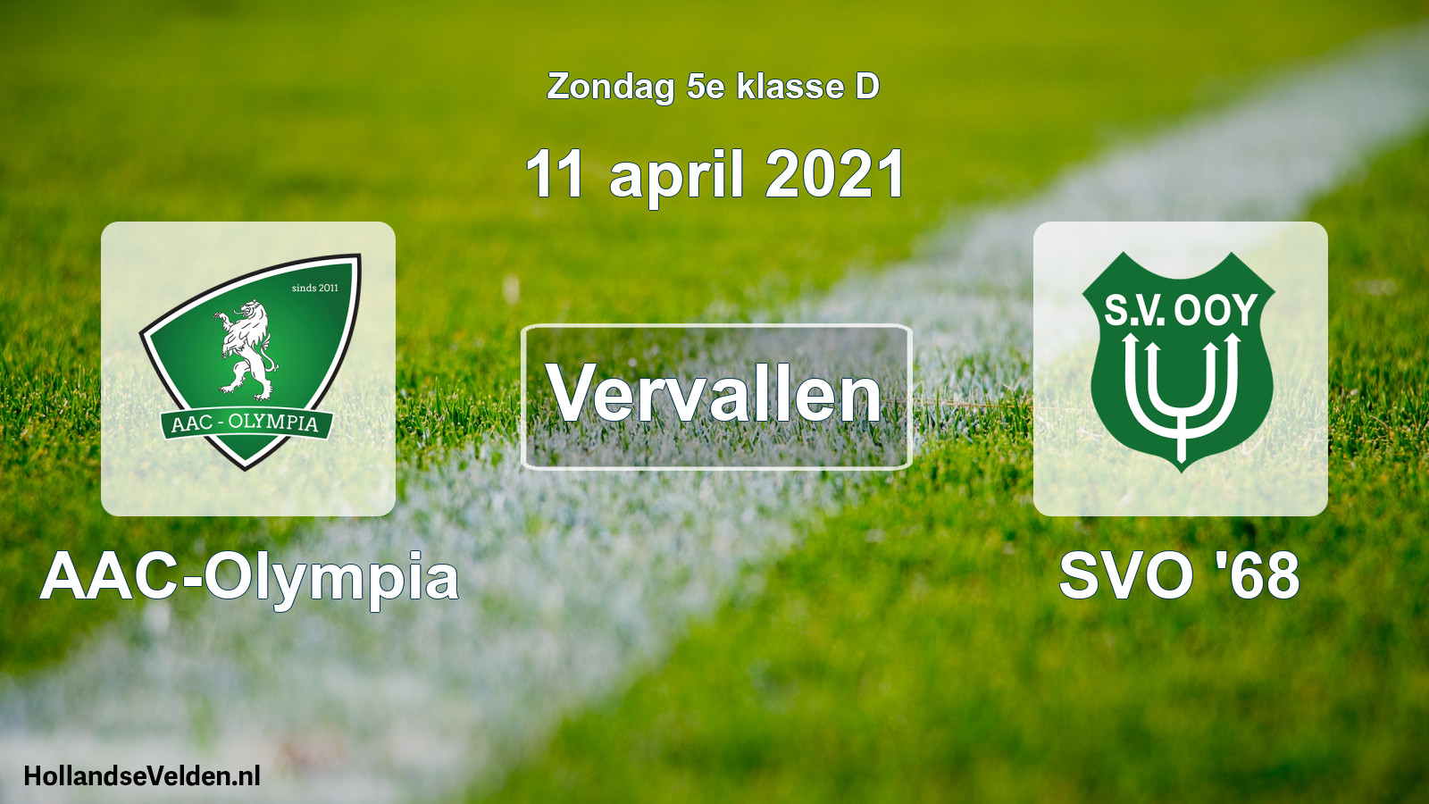 Scheduled Match: AAC-Olympia - SVO '68 (11 April 2021)