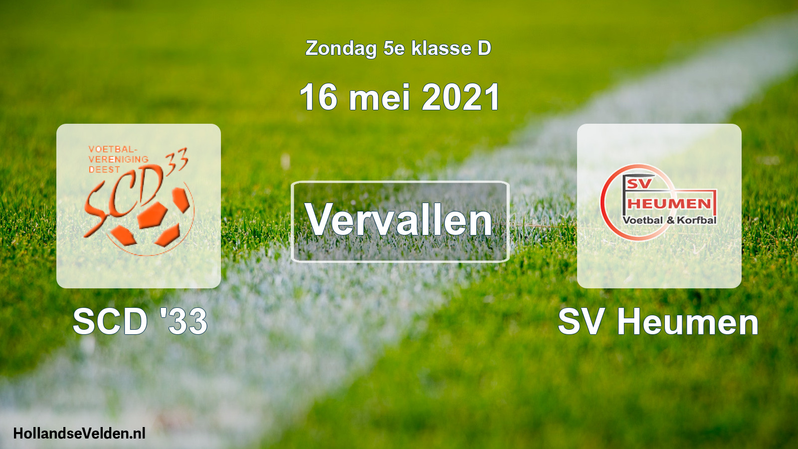 Scheduled Match: SCD '33 - SV Heumen (16 May 2021)