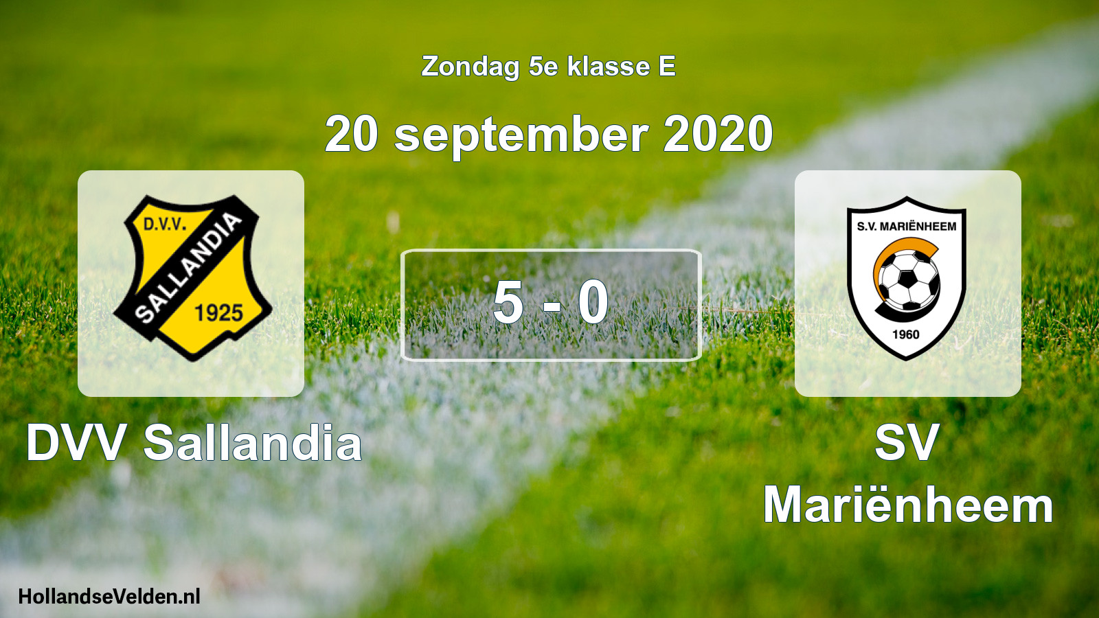 Total number of matches played: DVV Sallandia - SV Mariënheem 5 - 0 (20 September 2020)