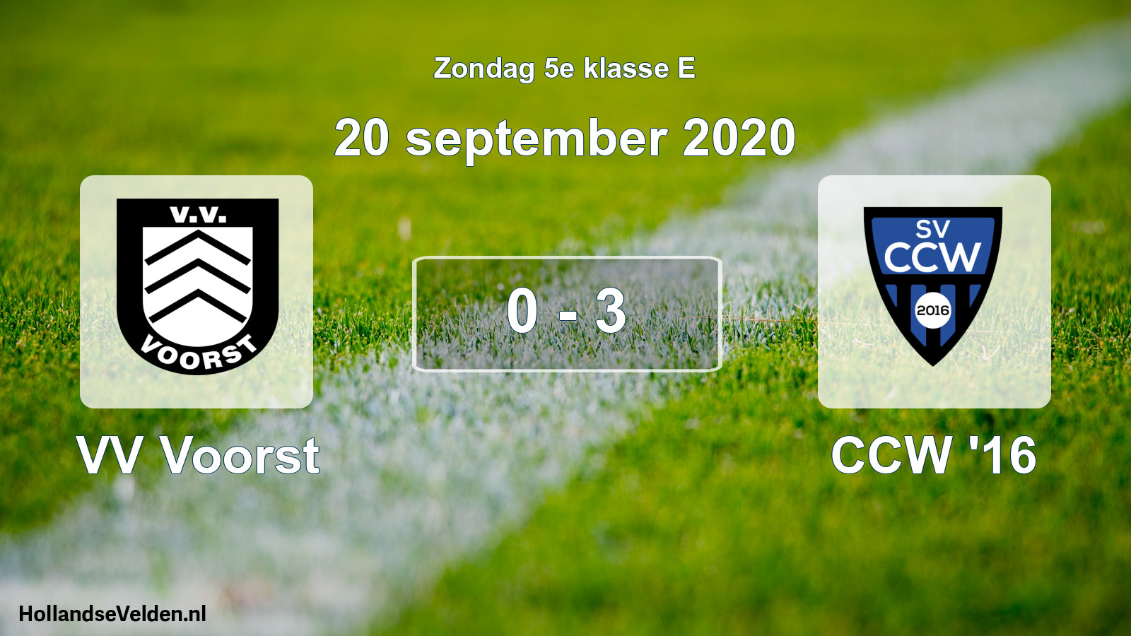 Total number of matches played: VV Voorst - CCW '16 0 - 3 (20 September 2020)