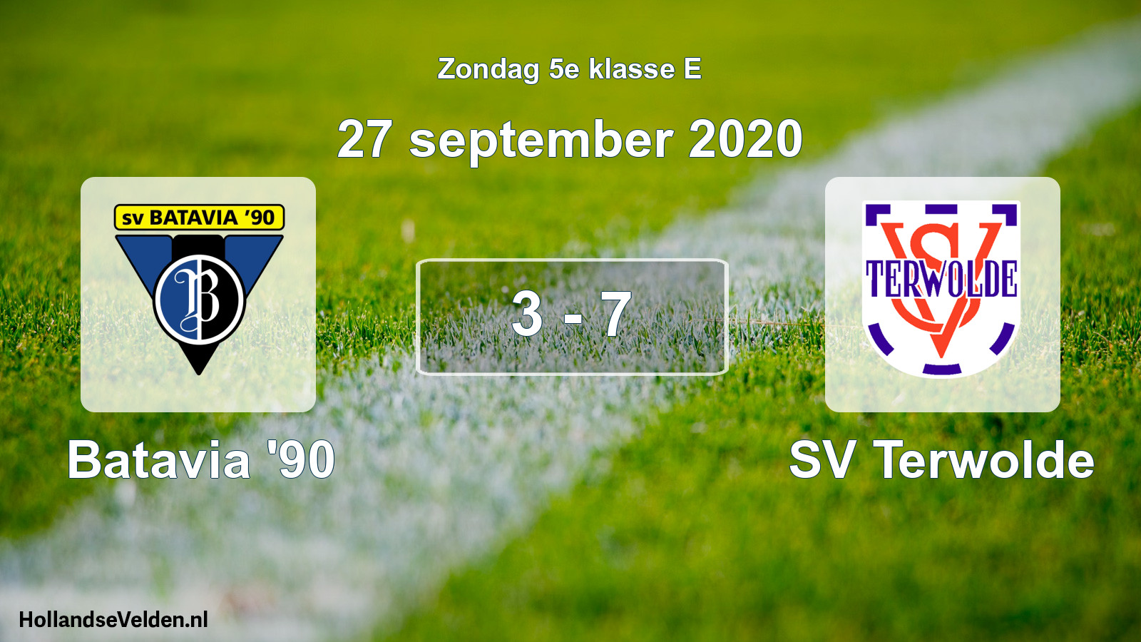 Total number of matches played: Batavia '90 - SV Terwolde 3 - 7 (27 September 2020)