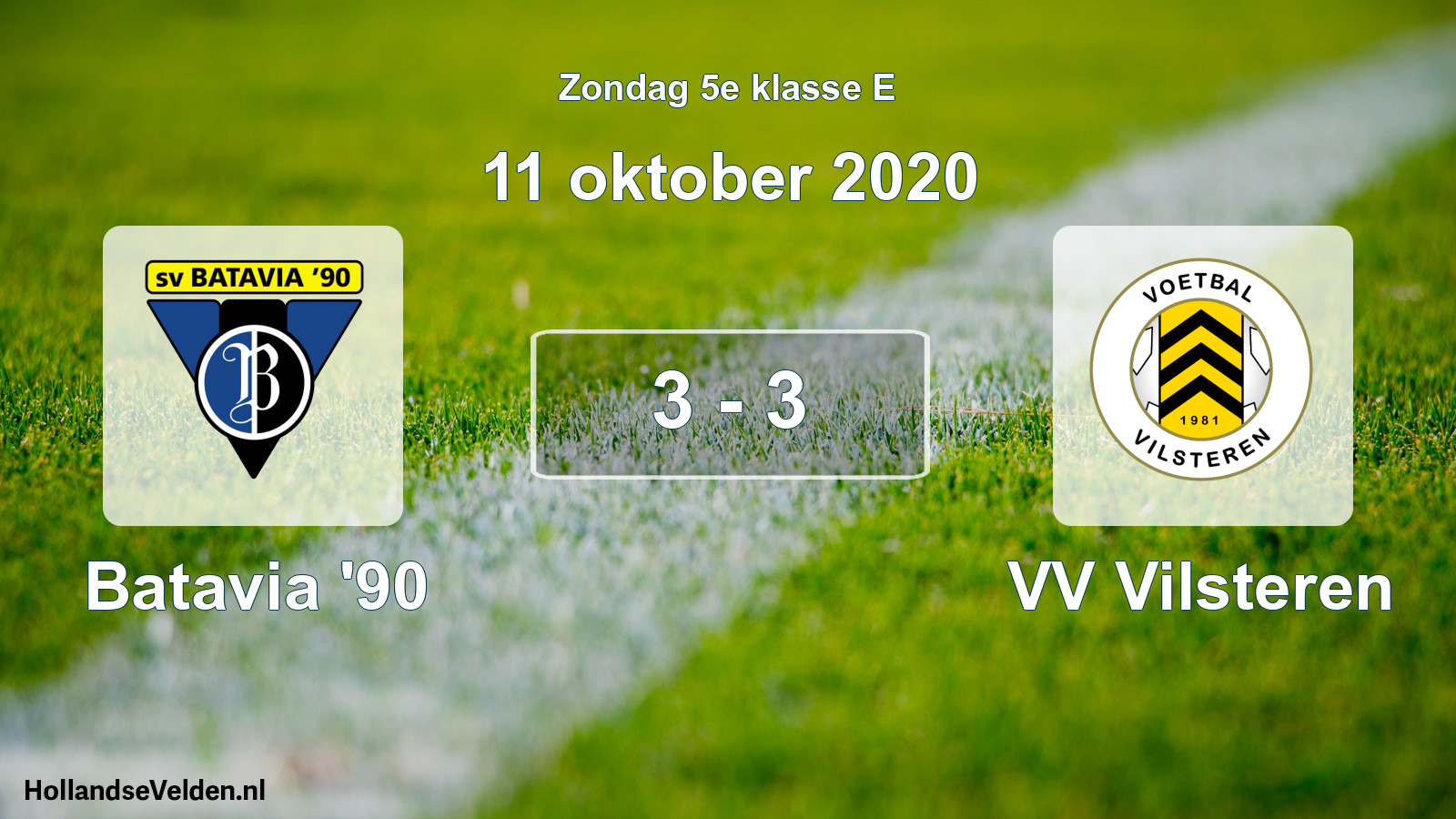 Total number of matches played: Batavia '90 - VV Vilsteren 3 - 3 (11 October 2020)
