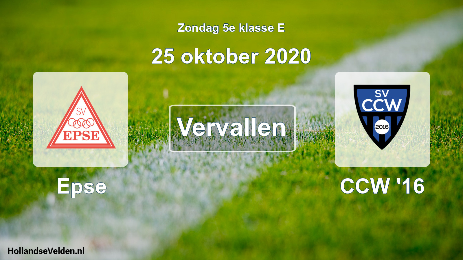 Scheduled Match: Epse - CCW '16 (25 October 2020)
