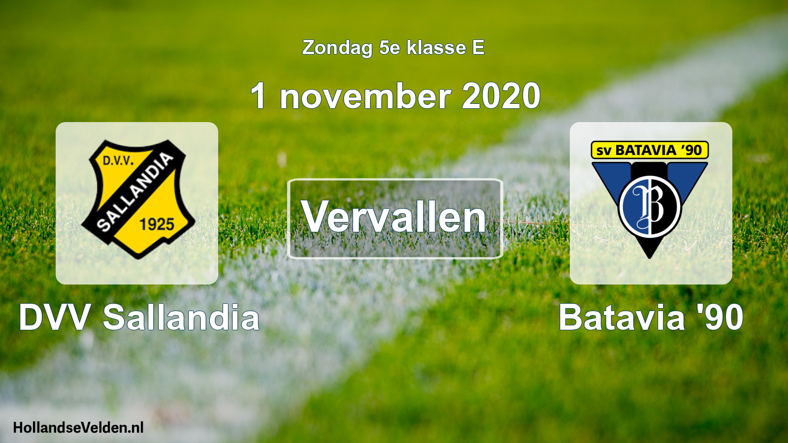 Scheduled Match: DVV Sallandia - Batavia '90 (1 November 2020)