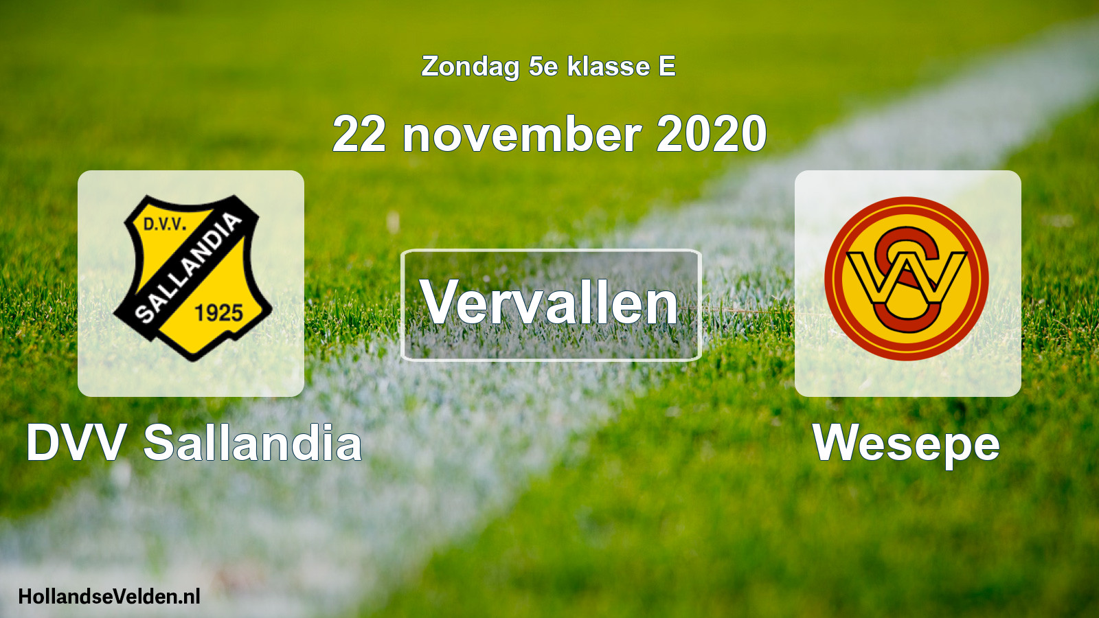 Scheduled Match: DVV Sallandia - Wesepe (22 November 2020)
