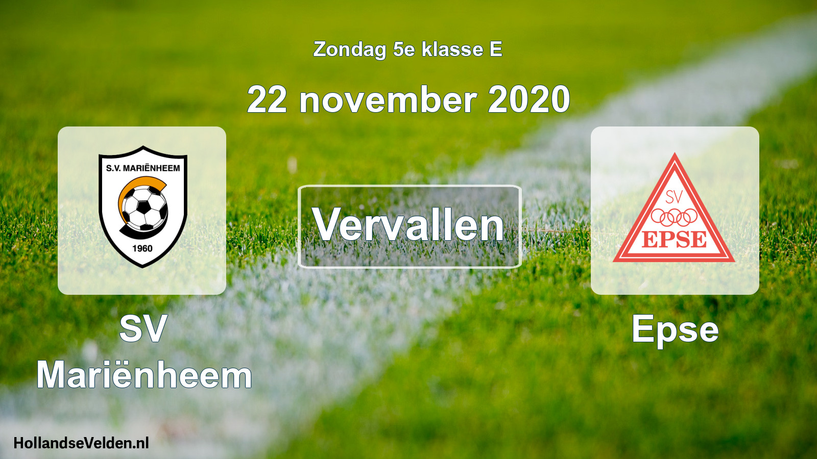 Scheduled Match: SV Mariënheem - Epse (22 November 2020)