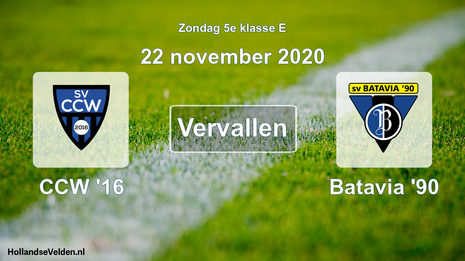 Scheduled Match: CCW '16 - Batavia '90 (22 November 2020)