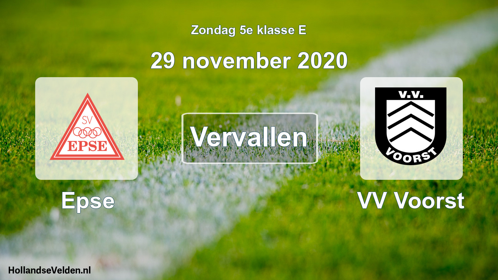 Scheduled Match: Epse - VV Voorst (29 November 2020)