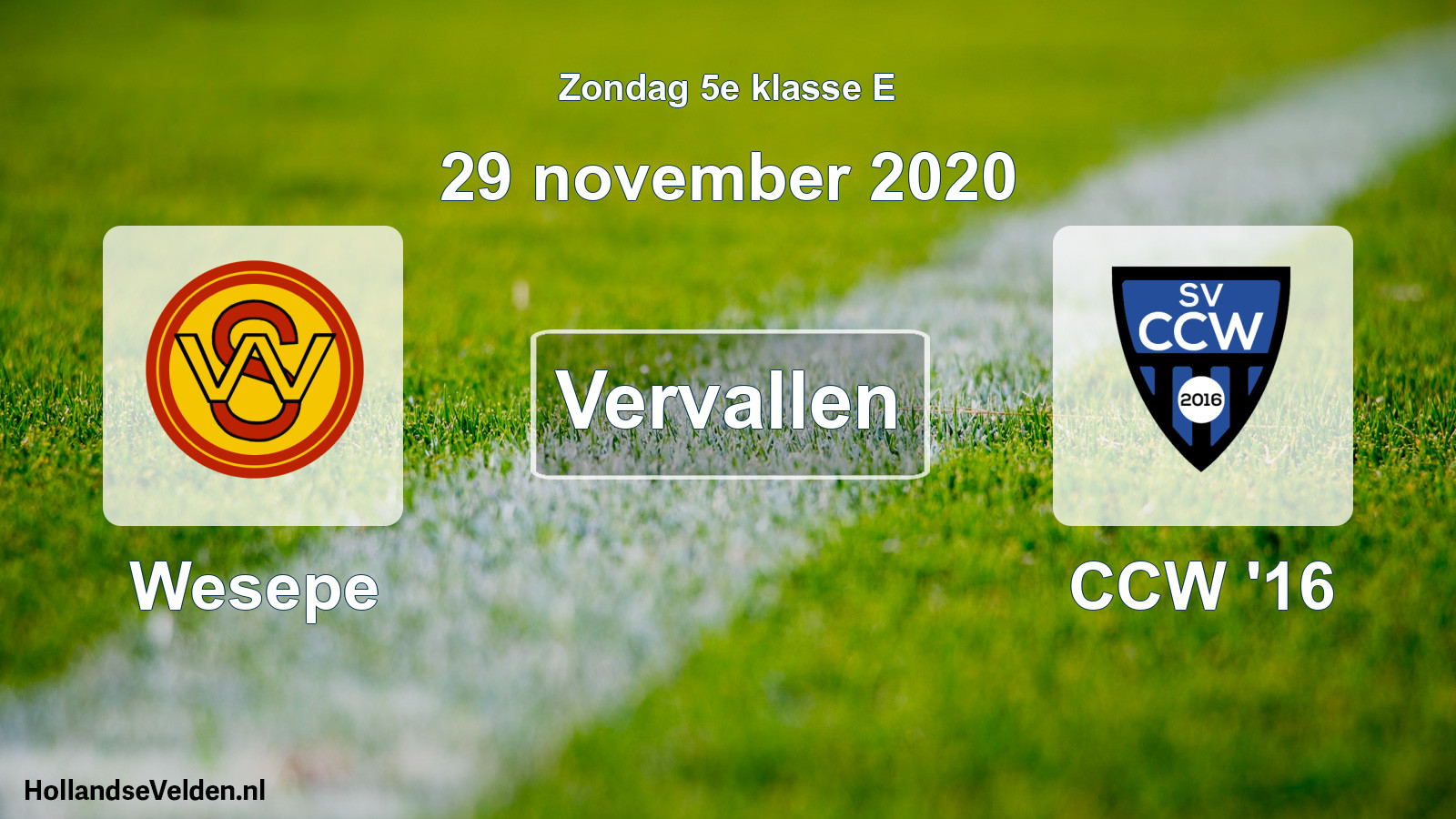 Scheduled Match: Wesepe - CCW '16 (29 November 2020)