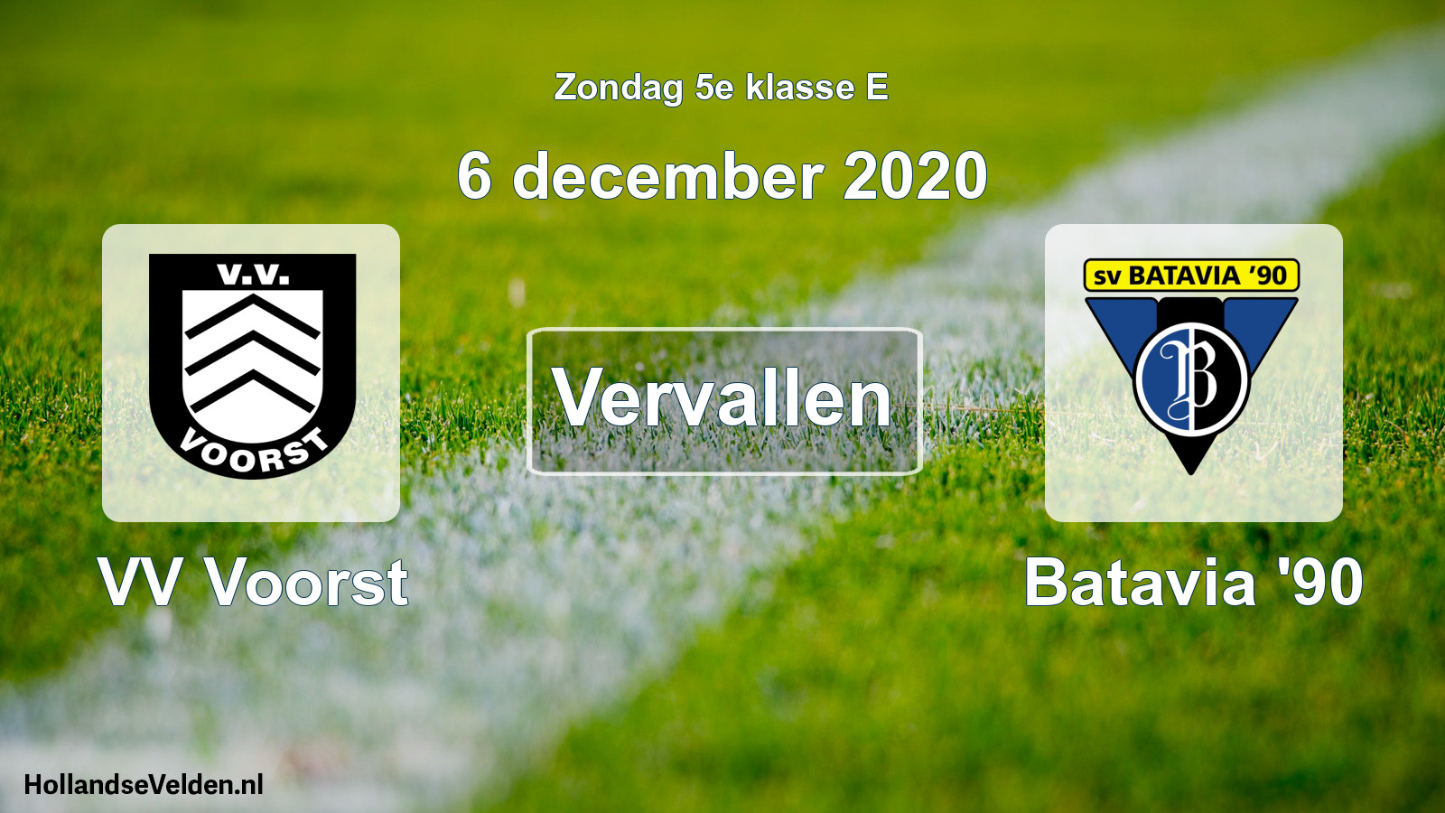 Scheduled Match: VV Voorst - Batavia '90 (6 December 2020)