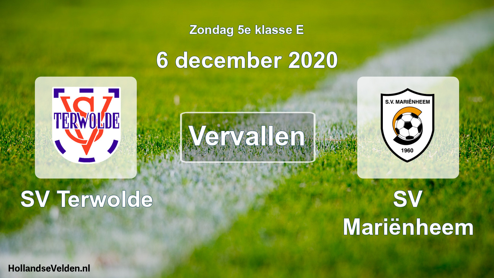 Scheduled Match: SV Terwolde - SV Mariënheem (6 December 2020)