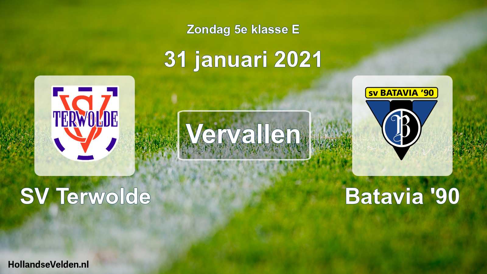 Scheduled Match: SV Terwolde - Batavia '90 (31 January 2021)