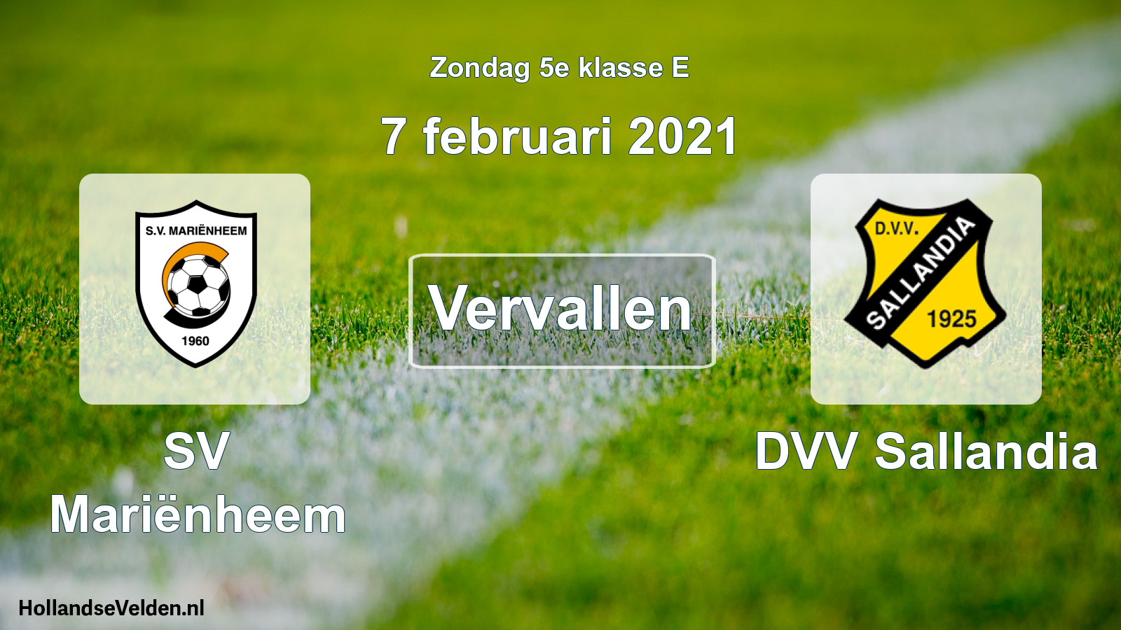 Scheduled Match: SV Mariënheem - DVV Sallandia (7 February 2021)