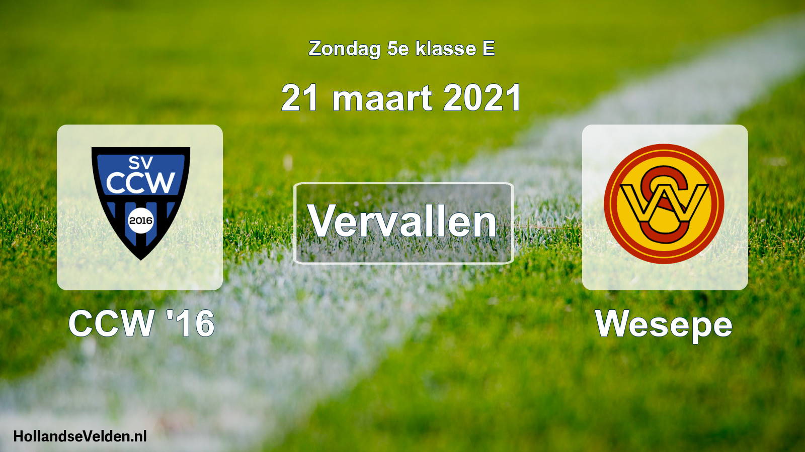 Scheduled Match: CCW '16 - Wesepe (21 March 2021)