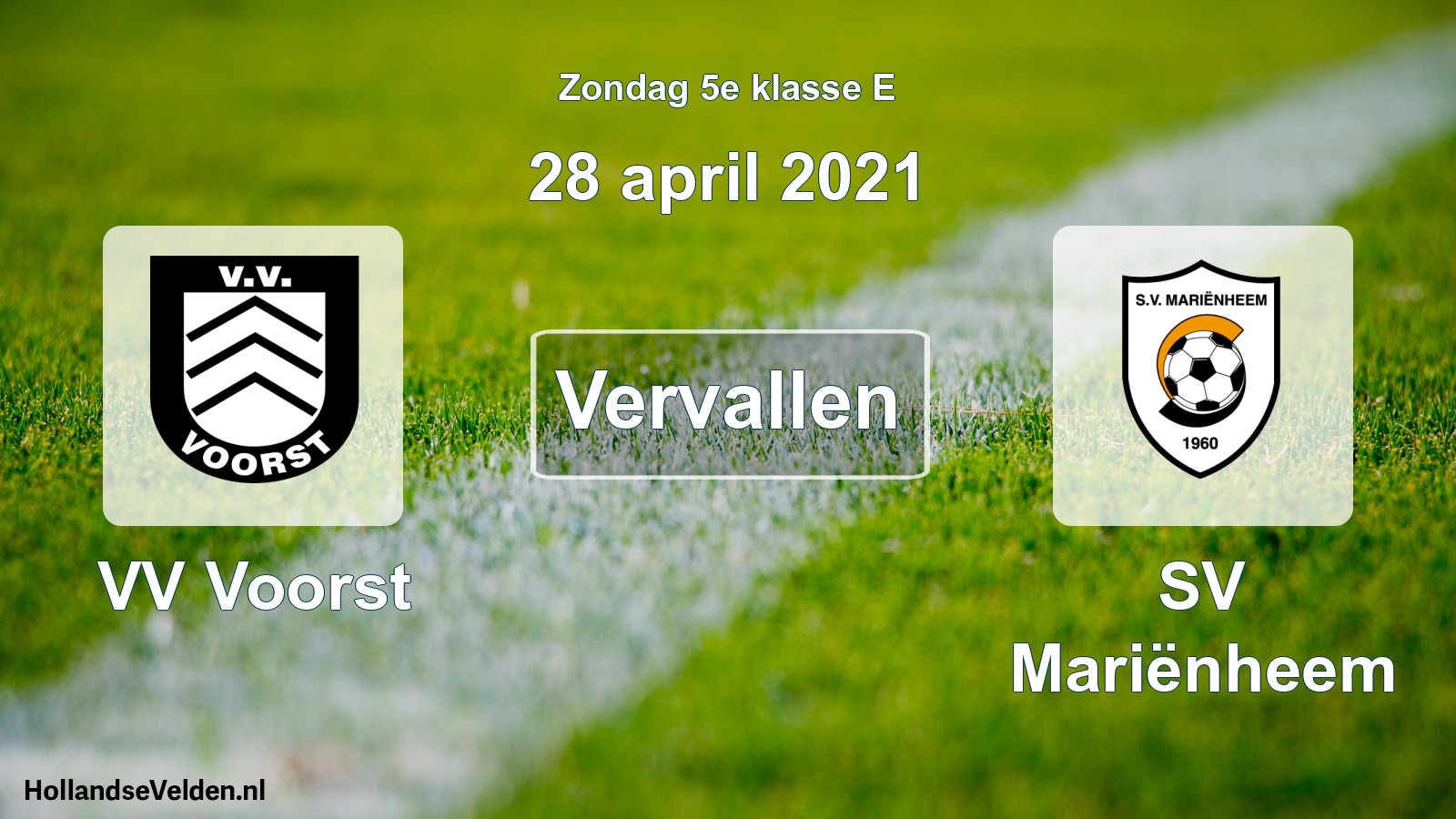 Scheduled Match: VV Voorst - SV Mariënheem (28 April 2021)