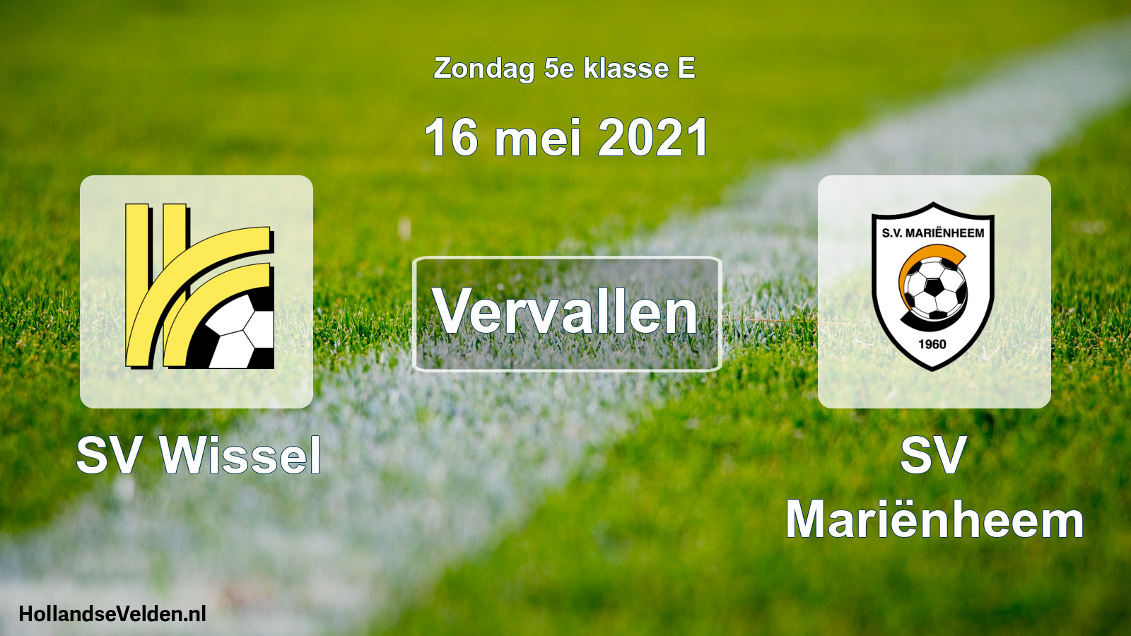 Scheduled Match: SV Wissel - SV Mariënheem (16 May 2021)