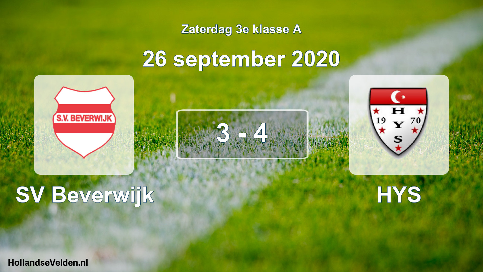 Total number of matches played: SV Beverwijk - HYS 3 - 4 (26 September 2020)