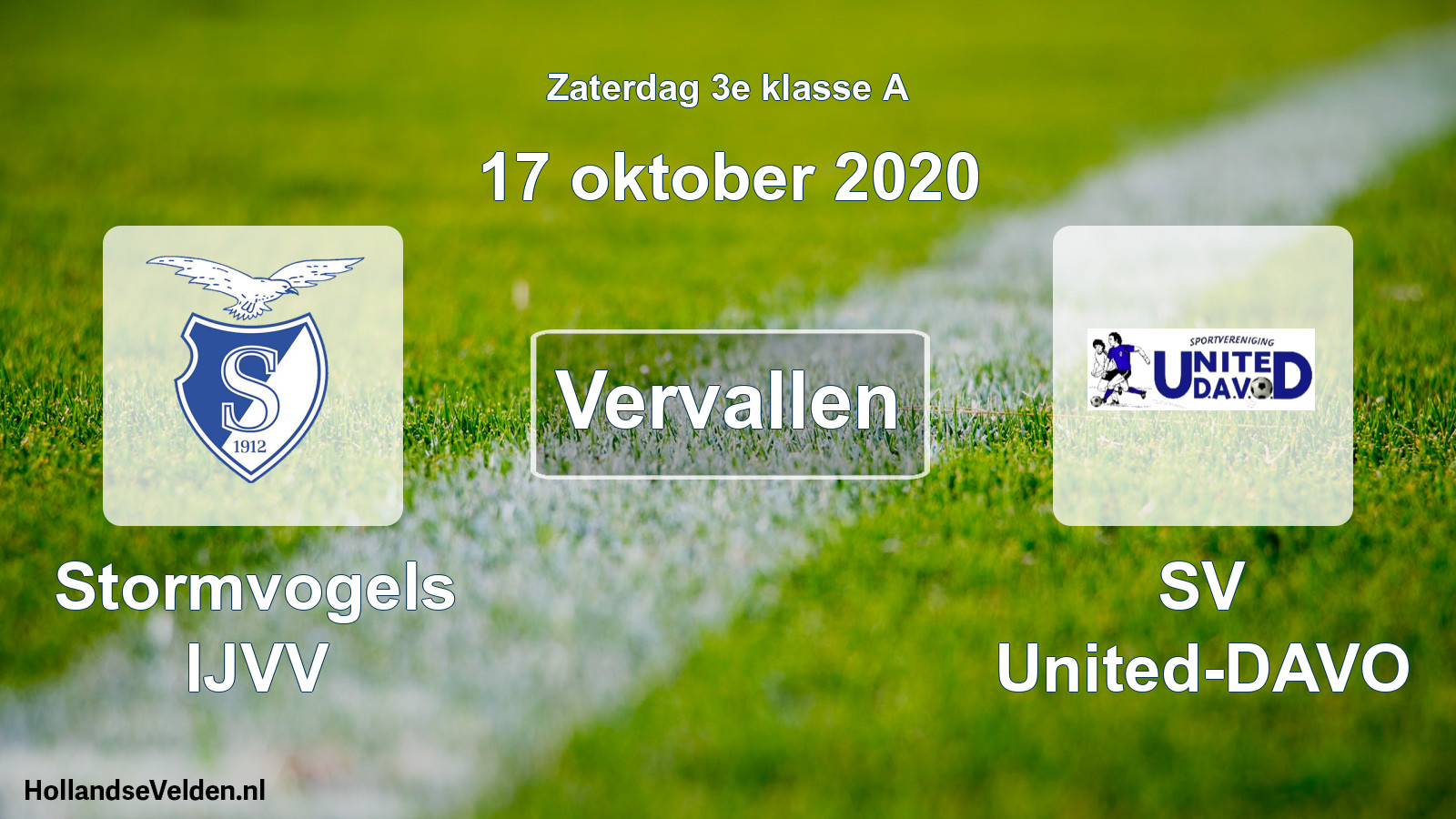 Scheduled Match: Stormvogels IJVV - SV United-DAVO (17 October 2020)