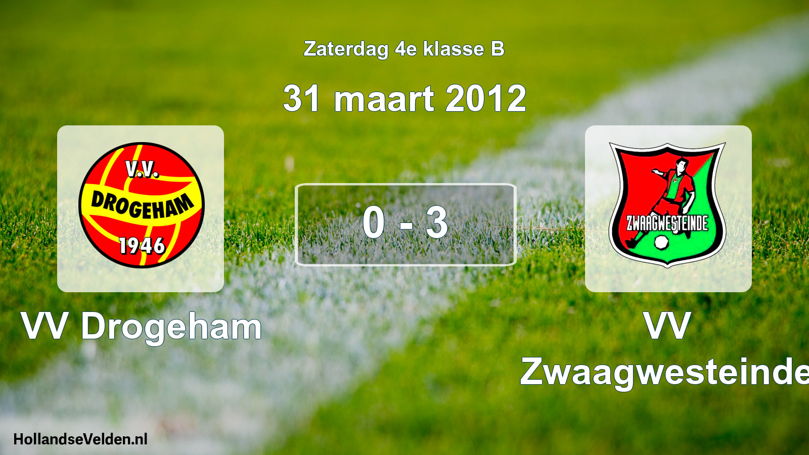 Total number of matches played: VV Drogeham - VV Zwaagwesteinde 0 - 3 (31 March 2012)