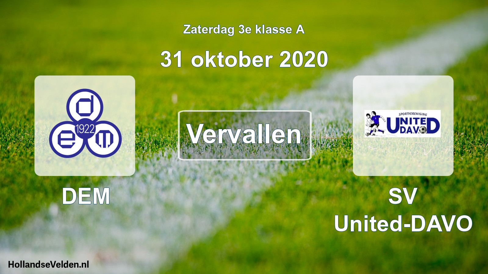 Scheduled Match: DEM - SV United-DAVO (31 October 2020)