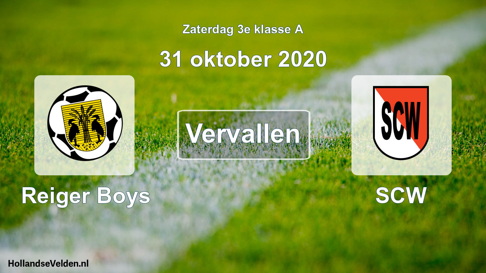 Scheduled Match: Reiger Boys - SCW (31 October 2020)