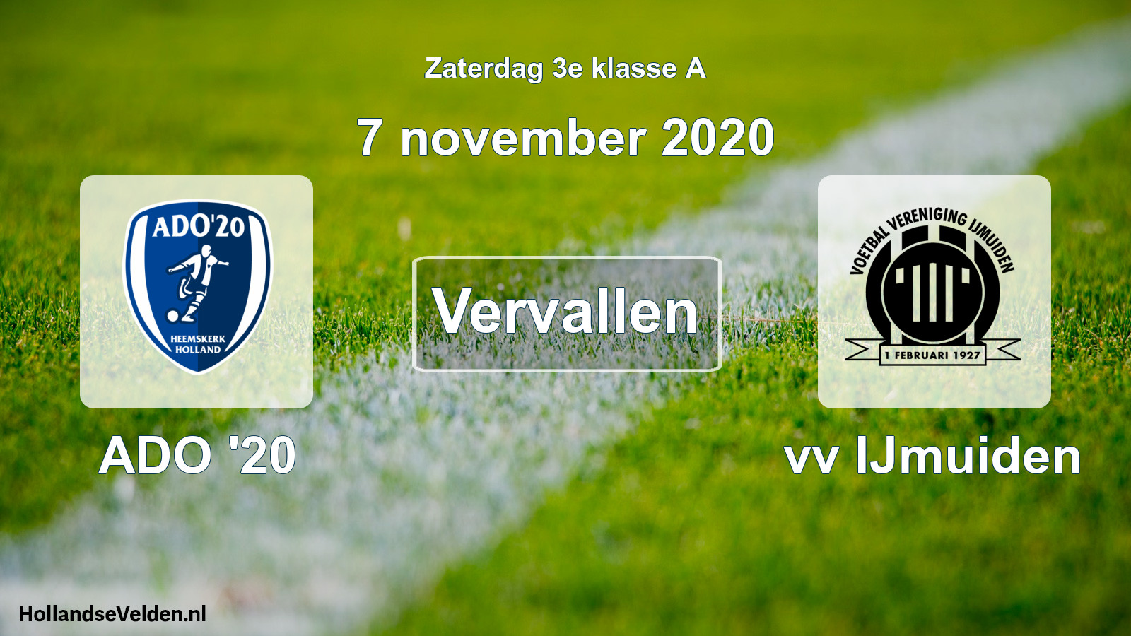 Scheduled Match: ADO '20 - vv IJmuiden (7 November 2020)