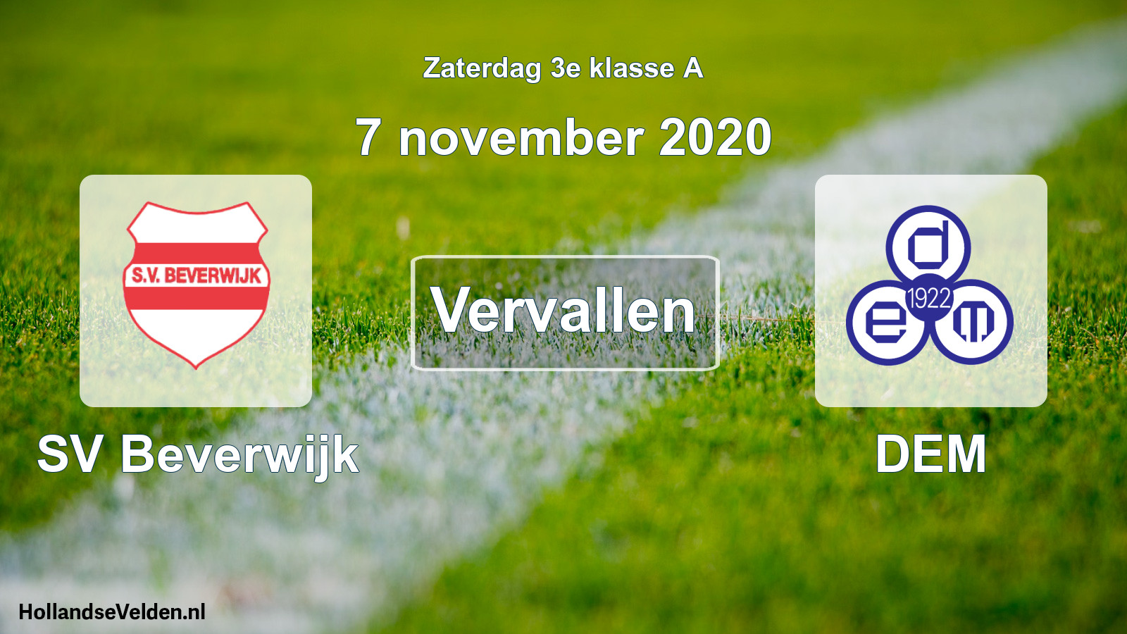 Scheduled Match: SV Beverwijk - DEM (7 November 2020)