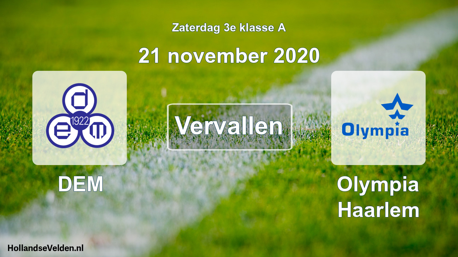 Scheduled Match: DEM - Olympia Haarlem (21 November 2020)