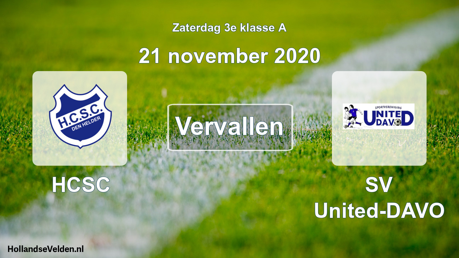 Scheduled Match: HCSC - SV United-DAVO (21 November 2020)