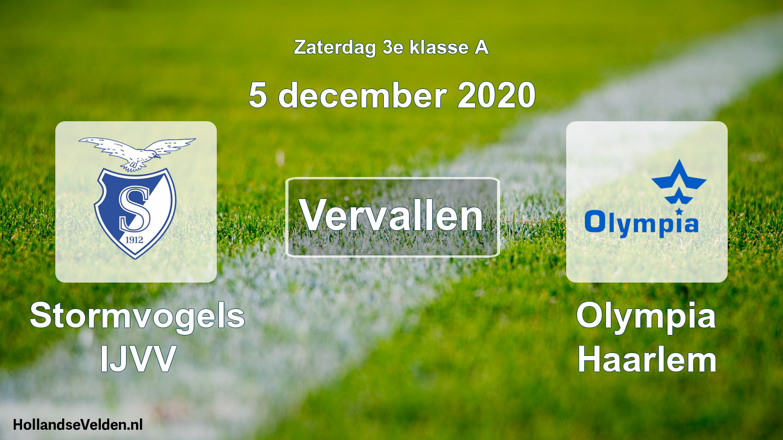 Scheduled Match: Stormvogels IJVV - Olympia Haarlem (5 December 2020)