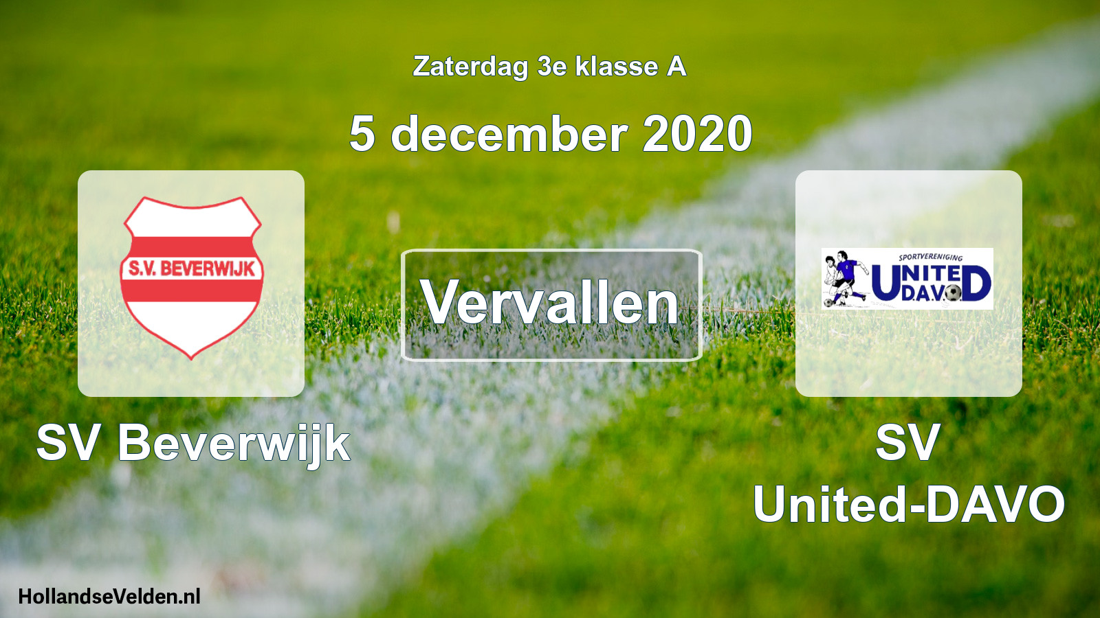 Scheduled Match: SV Beverwijk - SV United-DAVO (5 December 2020)