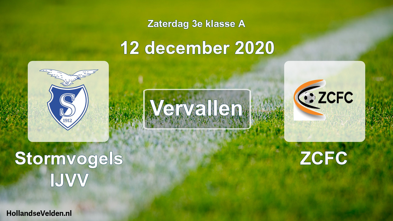 Scheduled Match: Stormvogels IJVV - ZCFC (12 December 2020)
