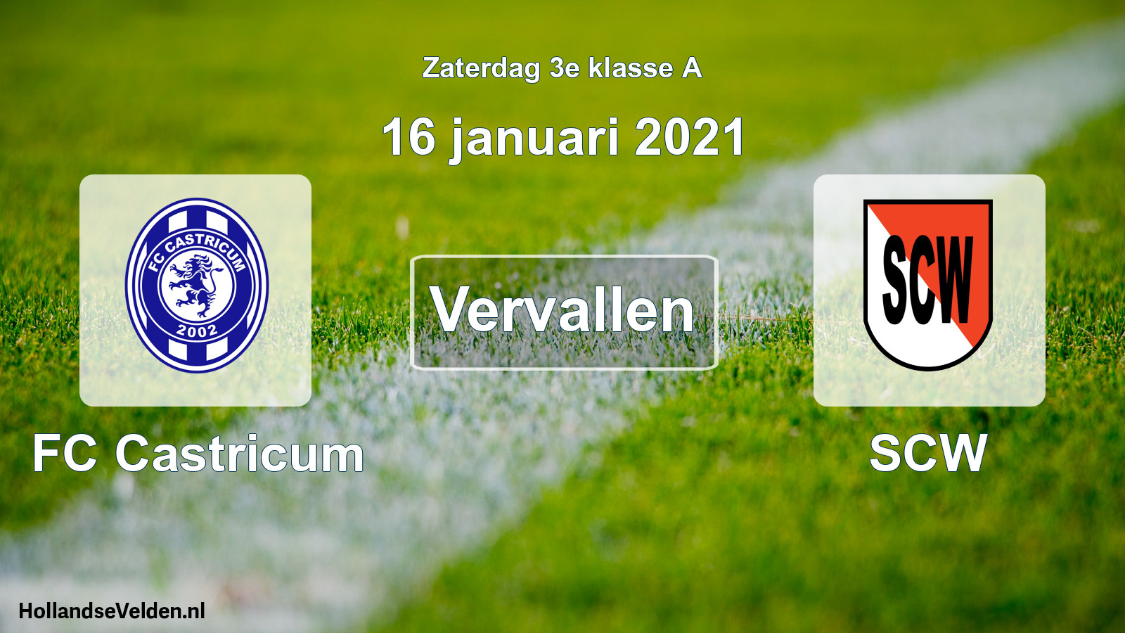 Scheduled Match: FC Castricum - SCW (16 January 2021)